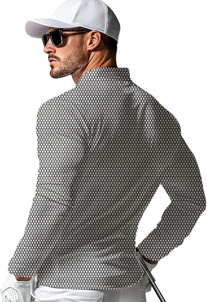 Men's Long Sleeve Golf Shirt Quick Dry 3 Button Work Fishing Outdoor Casual Collar Shirt