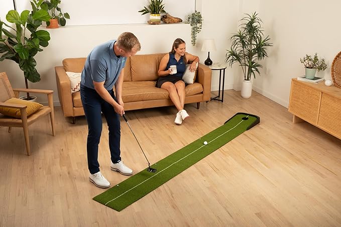 SkyTrak 9' Putting Mat with Ball Return – Indoor Golf Practice Green