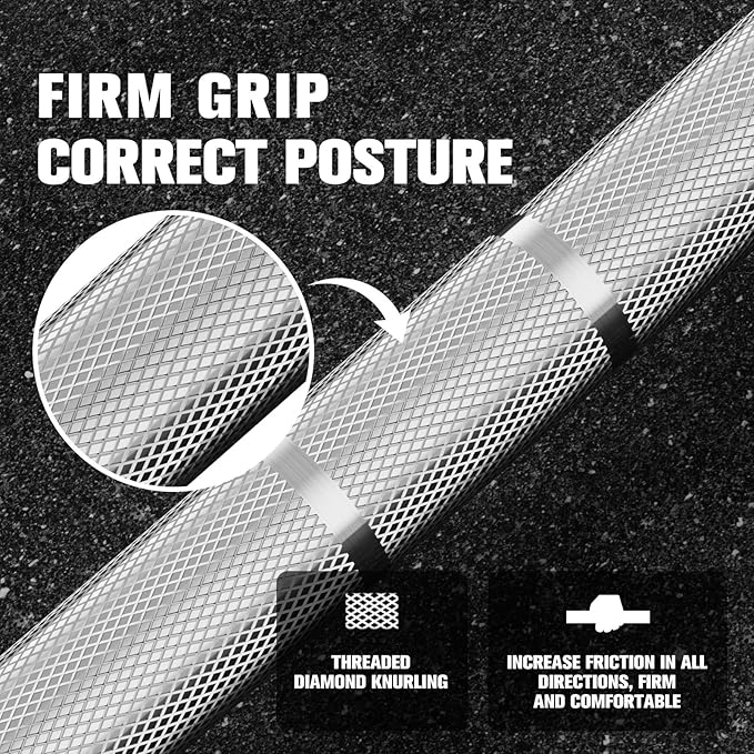 RITFIT 7FT Olympic Barbell for Strength and Weightlifting Training - 2 Inch Olympic Bar for Squat, Deadlift, Bench Press, Curl, Overhead Press - 500lbs/1000lbs/1500lbs Capacity