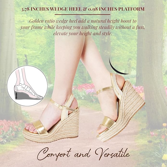 mikarka Women's Espadrille Wedge Sandals: Ankle Strap Platform Open Toe Wedges - Stylish High Heel Dressy Summer Wedges for Women, Inspired by Espadrilles