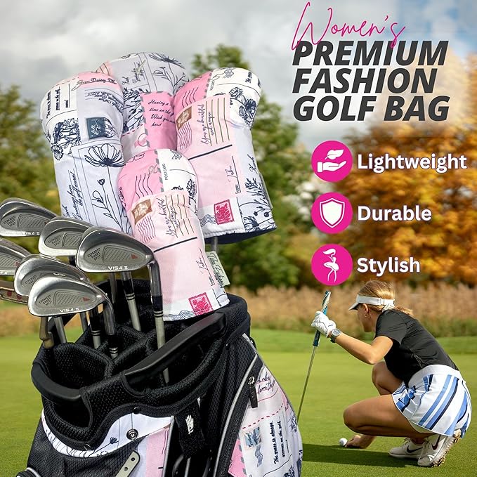Taboo Fashions Designer Resort Golf Club Covers for Women - Numbered Golf Headcovers Set for Driver, Woods & Hybrid - Weather/Moisture Resistant Protection, Pack of 4