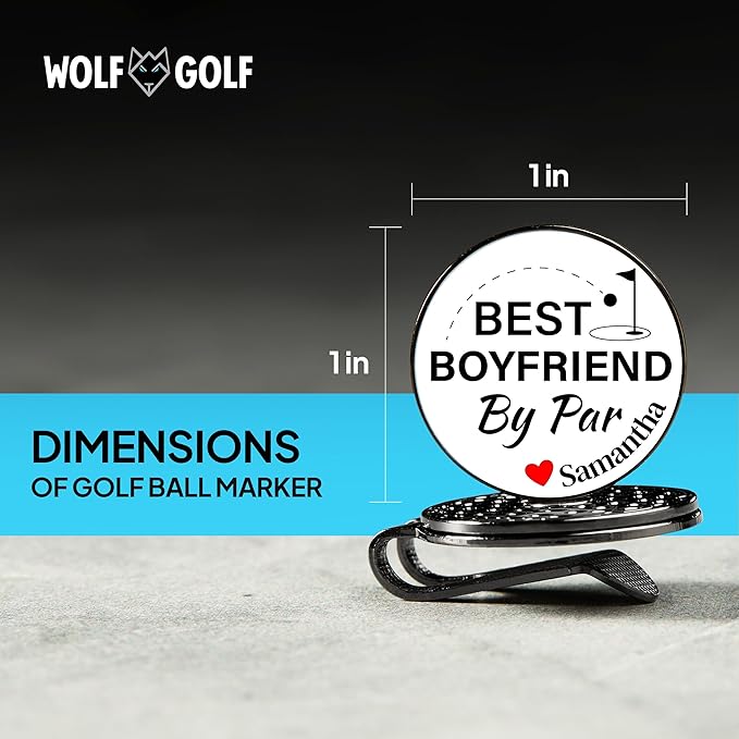 Wolf Golf Towels Golf Ball Marker Hat Clip Gift Set | Best Husband by Par or Best Boyfriend by Par | | 1 Magnetic Clip + 3 Ball Markers | Golf Accessories for Men