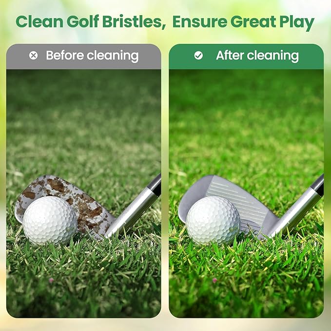 Golf Club Brush and Club Groove Cleaner with Retractable Zip-line and Aluminum Carabiner Cleaning Tools