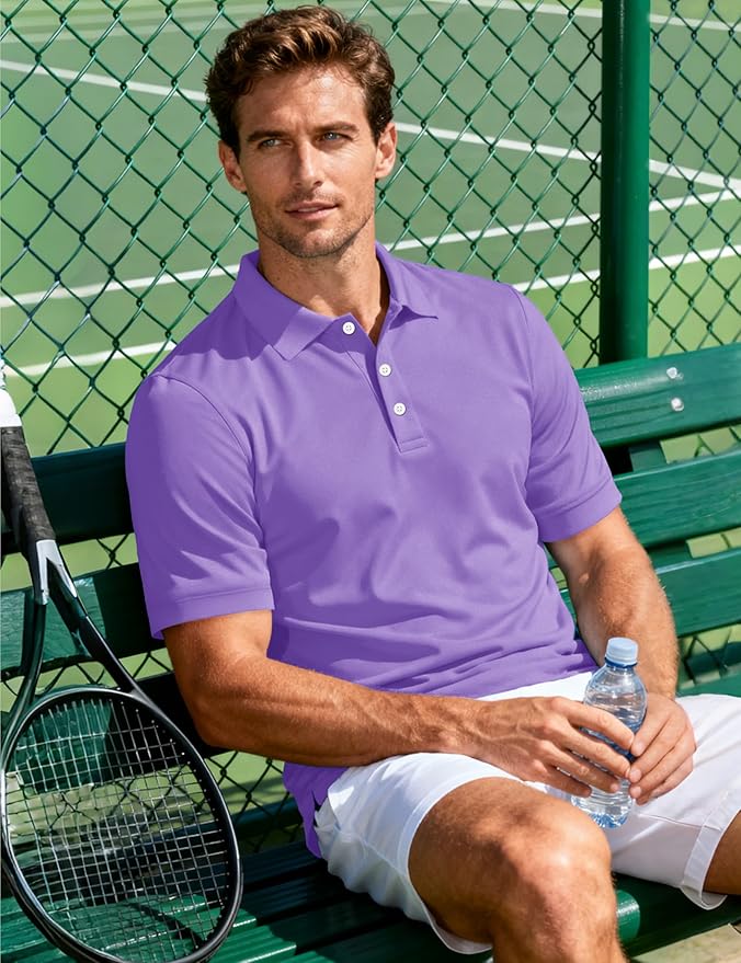 MAGCOMSEN Men's Polo Shirts 3 Buttons Casual Work T Shirts Quick Dry Short Sleeve Golf Shirt Pique Jersey Outdoor Performance