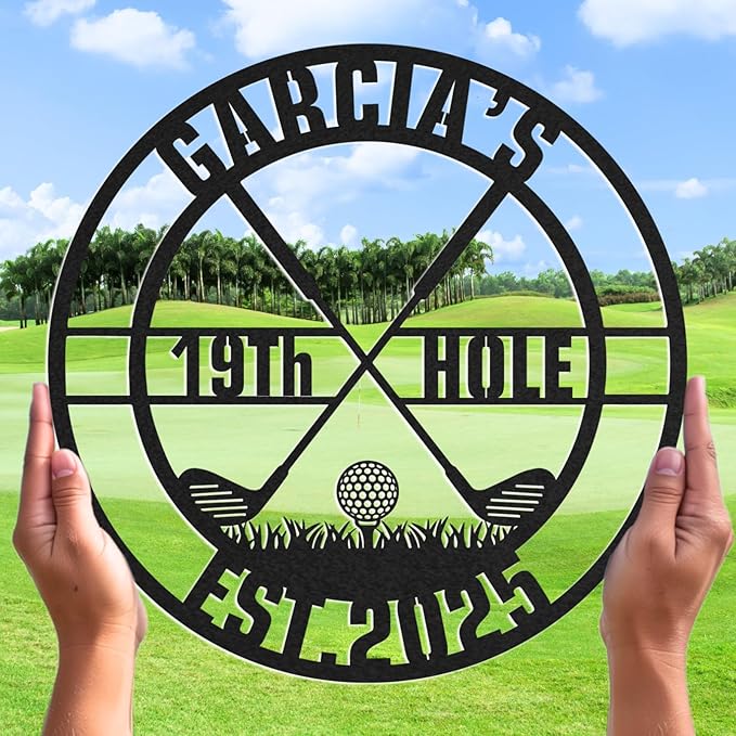 Personalized Golf Metal Wall Art, Vintage Golf Wall Decor, Custom Signs Outdoor Metal, 19th Hole Home Decor for Man Cave Garage Bar Club, Personalized Gifts for Men Dad Father