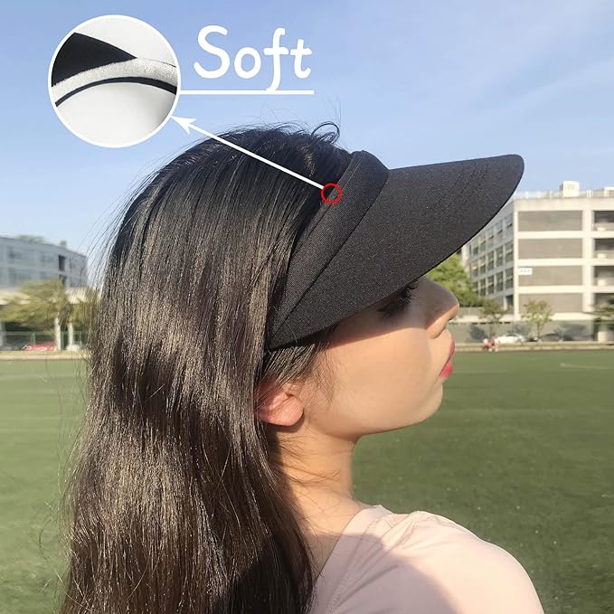 2 Pack Visor Women Men Sun Hat Clip On Visors Adjustable Sport Wide Brim Cap