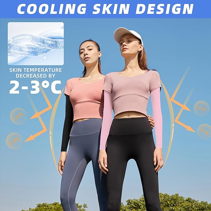 BHYTAKI UV Sun Protection Arm Sleeves, UPF 50 Sports Cooling Arm Compression Sleeves for Men Women Teenager