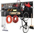 Slat Wall Panels 8x4 ft, Heavy-Duty PVC Garage Slatwall Panel with Trim & Screws, Interlocking Black Wall Panels, Garage Wall Organizer Slat Board PVC Wall Panel for Tools and Sports Equipment Storage