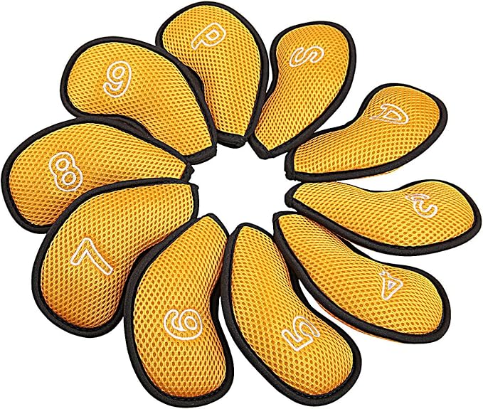 10Pcs/Pack New Meshy Golf Iron Covers Set Golf Club Head Cover Fit Most Irons