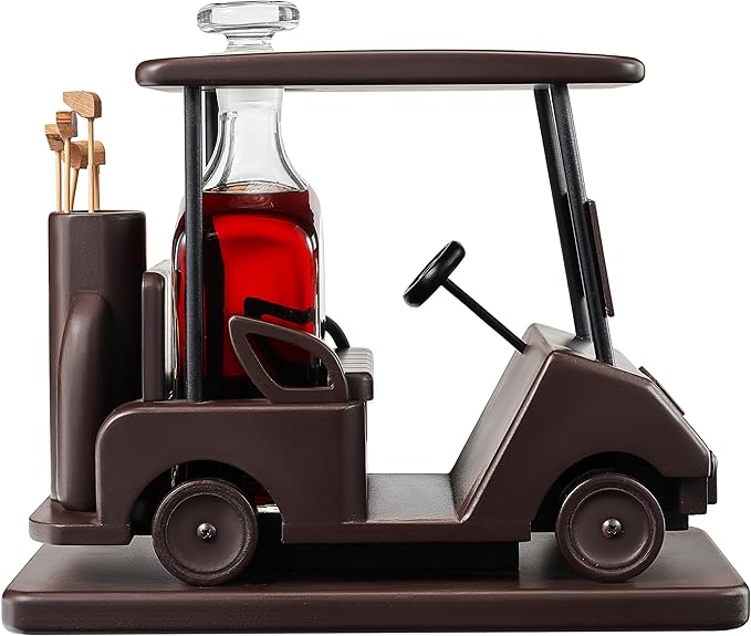 The Wine Savant Mahogany Whiskey Decanter - Golf Gifts for Men & Women (600ml)
