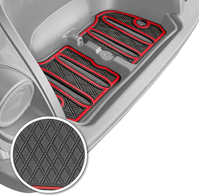 Xtreme Mats Bag Well Mat Rubber Liner Insert Protects Plastic Surfaces from Scuffs for Golf Carts - Compatible with Yamaha DR2 Drive2 EFI QuieTech - RED Trim