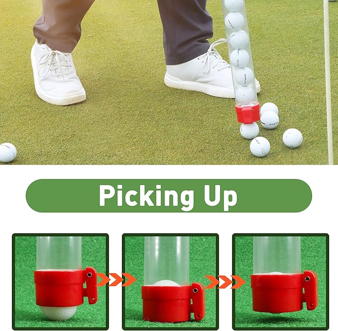 Golf Ball Retriever Professional Picker Golf Ball Shag Tube Plastic Release Retrievers Collector Practice Pick-up Sucker Tool, 35.4 Inch