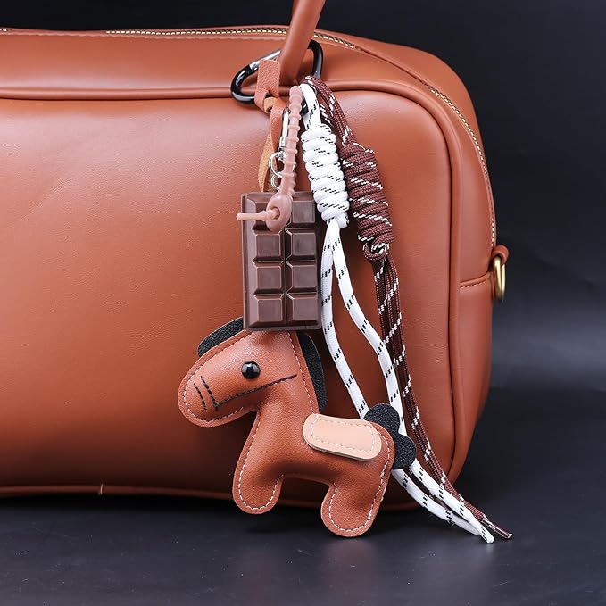 Unique Keychain Designer Rope Bag Charms for Handbag - Cute Teddy Bear Purse Charm - Leather Dachshund Accessory