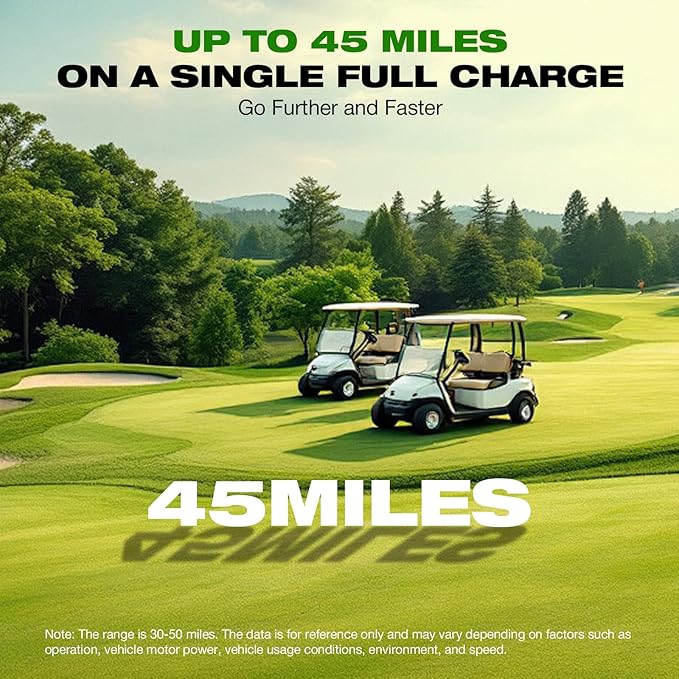 36V 100Ah Lifepo4 Lithium Battery Golf Cart with Charger, Golf Cart Batteries Built-in Smart Bluetooth 150A BMS, Touch Monitor & Mobile APP, 4000+ Cycles LiFePO4 Battery, 45-Mile Range
