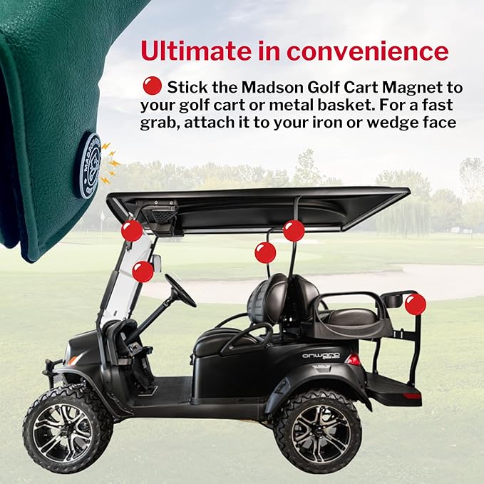 Classic Blade and Mallet Putter Headcovers with Madson Golf Cart Magnet for Secure Positioning and Quick Access, Protective PU Leather Head Covers, Magnetic Golf Accessories