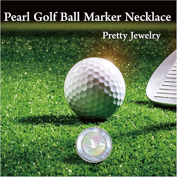 Golf Ball Marker Necklace with Pearl Ball Marker, Golf Accessories, Golf Gifts, Golf Ball Markers for Women