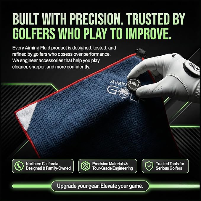 Magnetic 3-Stage Cleaning System Golf Towel - Microfiber Rag with Magnet for Golfcart Bags for Men and Women Golfers Accessories (Blue, 16" x 24" Stubby)