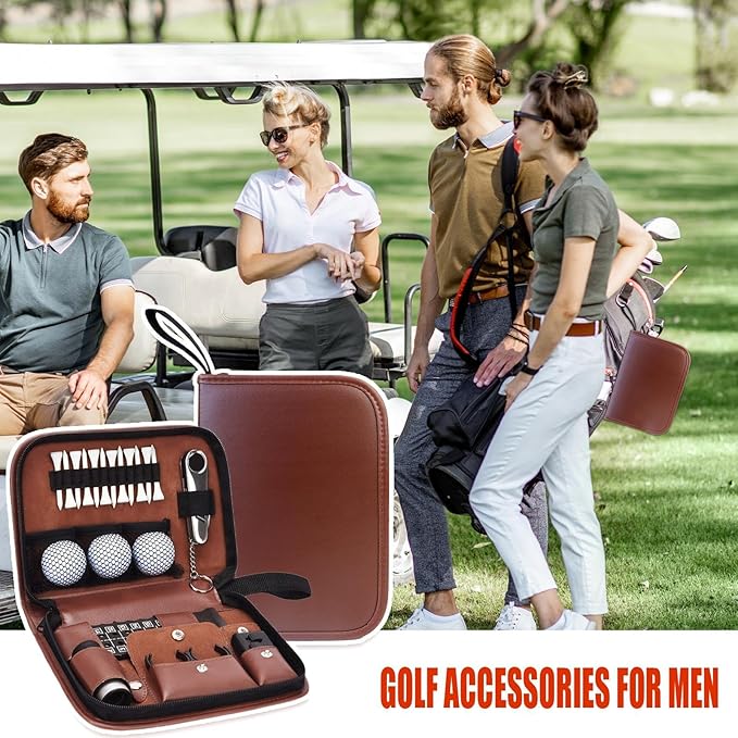 Golf Accessories Bag, PU Leather Golf Bag, Anti Scratch Sports Accessory Organization, Lightweight Golfs Tool Organizer, Golfs Gear Case Tool Pocket Holder Bags, for Friends, Women, Men