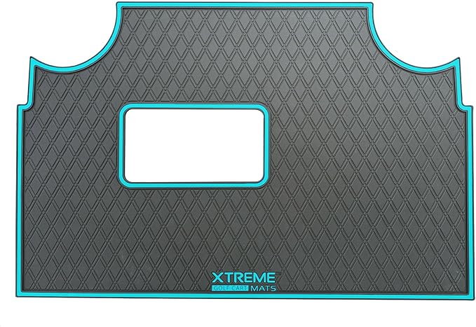 Xtreme MATS Rubber Double Diamond Golf Cart Floor Mat– Fits 2023+ Evolution Forester Models with Metal Pedals Only - Heavy-Duty Custom Fit All-Weather Floor Liner (Sky Blue Trim)