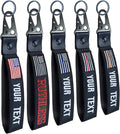 Custom Keychain,Personalized Key Tag Embroidery USA Flag Name with Key Ring Car Key Chain Clip Nylon Webbing Buckle