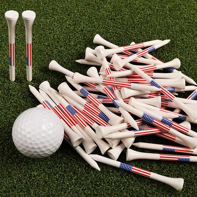 FINGER TEN Golf Tees Wood for Men Wooden Tee 1 1/2 2 3/4 3 1/4 Inch Western Birch Value 100 Pack, Reduce Friction Spin Tall Sturdy Base for Stability Long-Lasting Durability