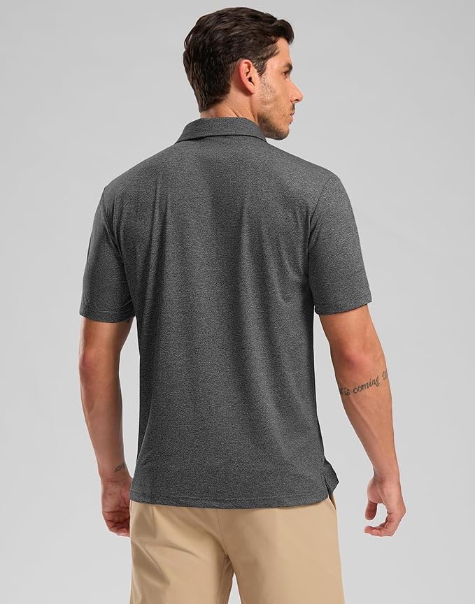 Golf Shirts Heather Polo Short Sleeve Dry Fit Lightweight Moisture Wicking Collared Shirts Casual Athletic Business