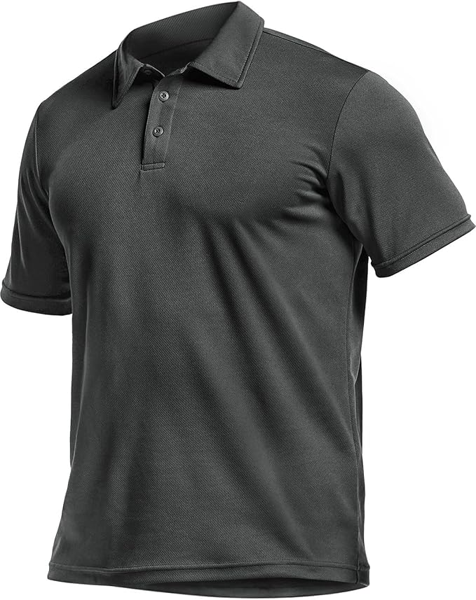 CQR Men's Polo Shirts, Tactical Short Sleeve Golf Performance Shirts, Lightweight Dry Fit UPF 50+ Pique