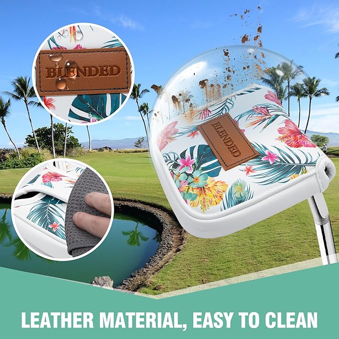 Golf Club Covers Driver Covers Fairway Wood Headcover Hybrid Cover Leather Mallet Putter Covers Blade Headcovers Golf Head Covers for Most Brand