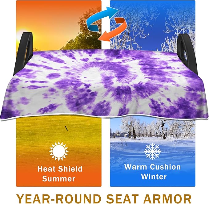YOKYHOM Golf Cart Seat Covers, Tie-dye Purple Golf Cart Front Seat Towel/Blanket Fit for EZGO/Yamaha/Club Car and More Golf Carts, 100% Microfiber, Keeps Your Seat Cool and Clean, 51''x 31''