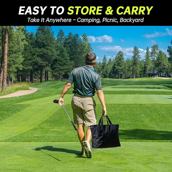 Golf Chipping Game Set, 71 X 71 in Large Golf Practice Mat with 2 Adjustable Clubs, Hitting Mat, 24 Sticky Balls, 2 Golf Tees, Scoreboard & Carry Bag, Indoor Outdoor Training Game for Adults