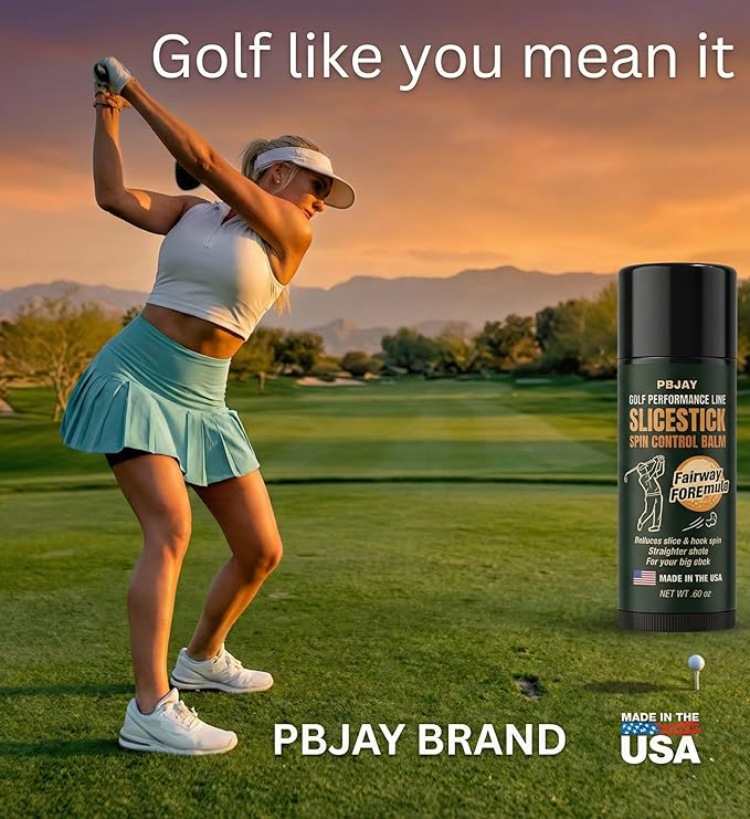 PBJay Slicestick Golf Club Balm Anti Slice and Anti Hook Formula Reduces Side Spin for Straighter Drives and Better Accuracy Clean Easy Application for Drivers Woods and Hybrids