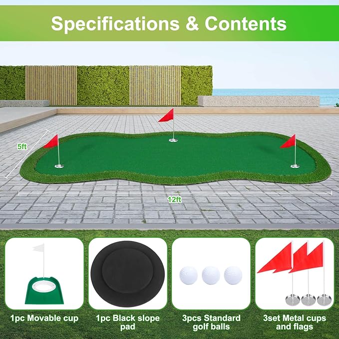 Golf Putting Green, Large Golf Putting Mat for Indoor Outdoor, Professional Practice Training Greens Mat