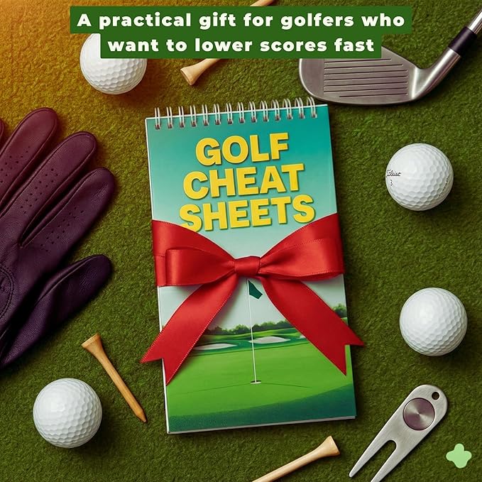 Golf Training Aid Pocketbook with or Without Yardage Cards - Reference Guide for Golfing - Golf Cheat Sheets Packed with 175+ Tips for Swing and Putting