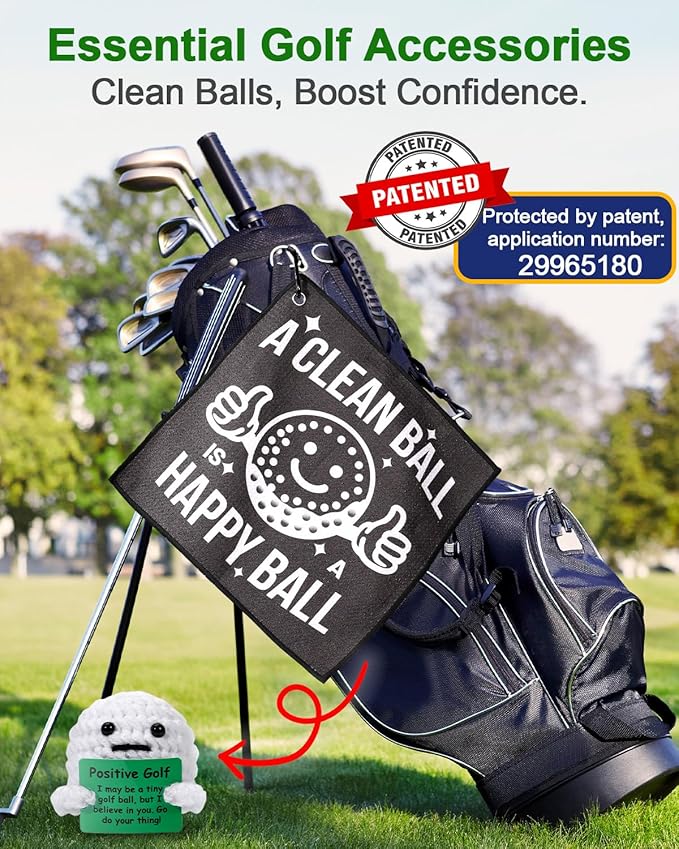 AICase Golf Gifts Funny Positive Golf Ball Crochet Gag Gift Ideas with Golf Towel, Cool Stuff Golf Accessories for Men, Women, Golfers, Dad, Fathers, Coworkers, Friends, Christmas, Birthday