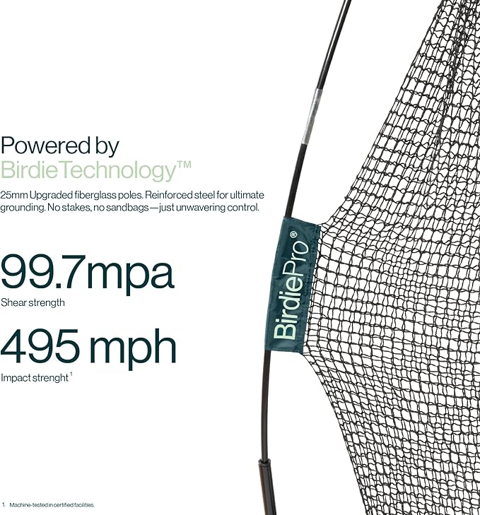 BirdiePro® - American Pro Golf Practice Net, 10x7ft Heavy Duty Golf Hitting Net with EchoShield™ Target & FlexWeave™ Net, Indoor Outdoor Training Backyard, Full Set with Mat, Balls & Cap