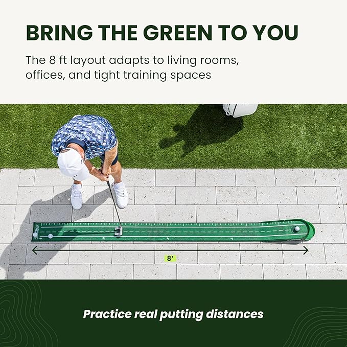Perfect Practice Golf Putting Mat - Portable Putting Green, Indoor & Outdoor Practice, with Ball Return - Golf Training Aid for Home, Office, Backyard - Golfing Gifts for Men