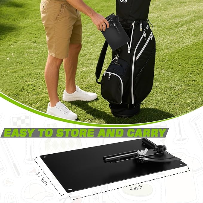 Pro Golf Alignment Sticks Holder – Adjustable Swing Plane Trainer with Weighted Base | Angle Plate Golf Training Aid for Swing Path, Putting & Aiming (Precise Scale Adjustment) (with Scale)
