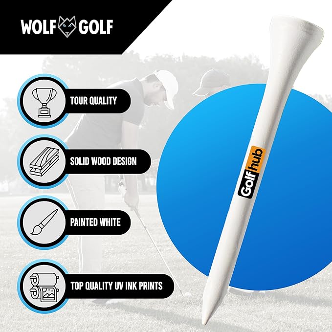 OnlyPars Golf Tees - Golf Hub Tees - Set of 36 Golf Tees - 3 Designs - Golf Tee Gift Set
