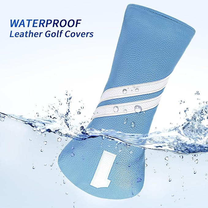 Golf Club Head Covers for Fairway Woods Driver Hybrids, 4pcs Premium PU Leather Women Golf Headcovers Set with No.Tags1 3 5 X.