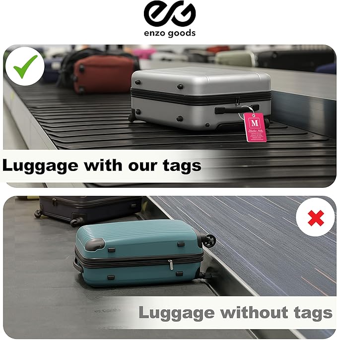 Personalized Luggage Tag | 2 Pack | Custom Luggage Tags for Suitcases | Kids Backpack Tag | 10 Color Options & Choose Font, Font Color