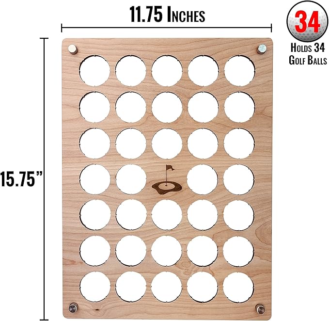 Torched Golf Ball Display Holder Collector’s Case Holds 39 Golf Balls Wall Mount Decor
