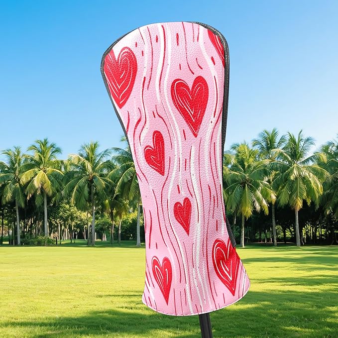 Golf Club Covers PU Leather Waterproof Golf Club Head Covers for Fairway Woods and Driver White Fishbone Pattern Driver Cover Suitable for Most Brands