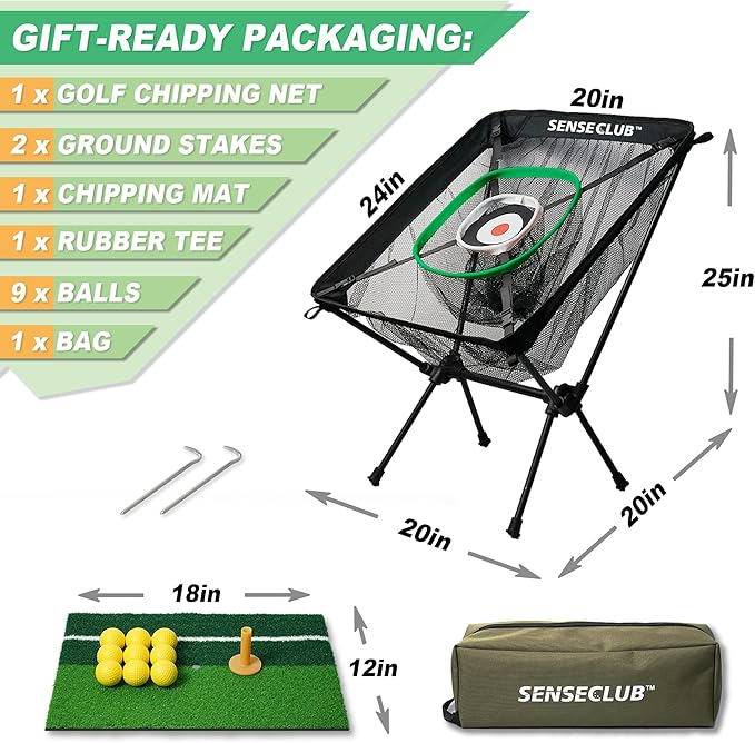 Foldable Chipping Net & Floating Green, Indoor Golf Practice Chipping Target, Backyard Golf Game & Gifts