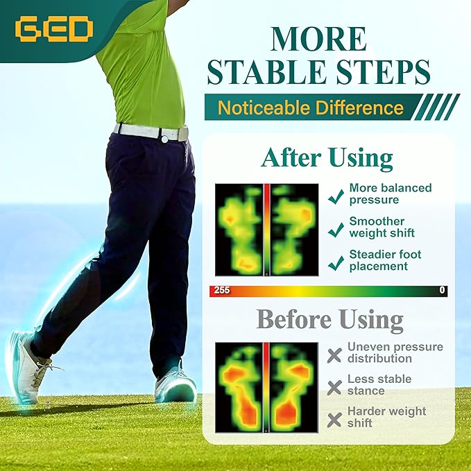 Golf Shoe Insoles for Men - GED Sports Insoles for Arch Support and Athletics - Lightweight, Elastic, Trim to Fit, Increase Stability, Balance, Precision Swings, Reduced Foot Fatigue (US 9-13.5)