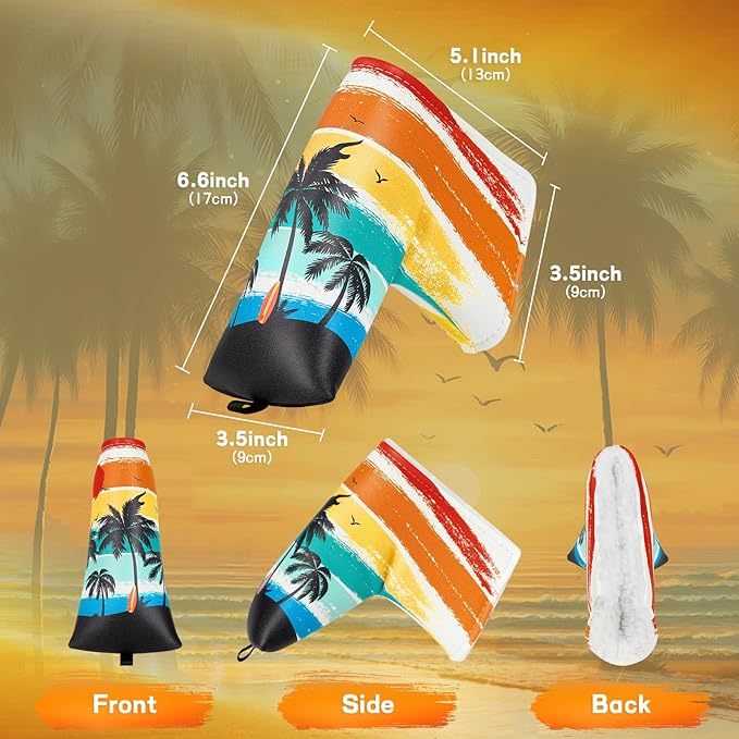 Golf Putter Cover Half Mallet Golf Club Head Covers Protector Magnetic Closure for Scotty Cameron Taylormade Odyssey Club Headcover Coco