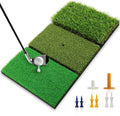 Golf Practice Mat Golf Hitting Mat for Swing, Putting & Chipping | Portable Golf Training Mat Indoor/Outdoor, Dual-Turf/Tri-Turf Golf Mat with 8 Tees
