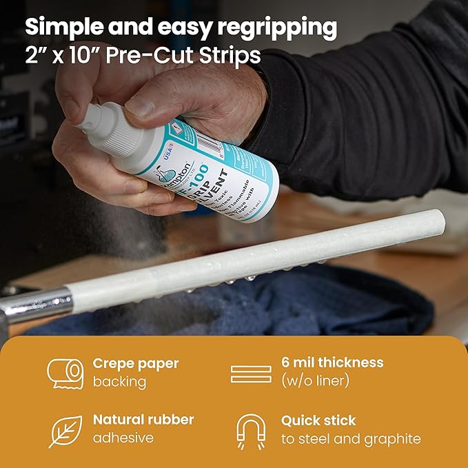 Brampton Premium Golf Grip Tape - 2" x 10" Solvent Activated Adhesive Strips for Golf Club Regripping