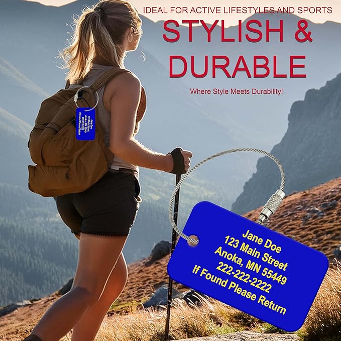High Visibility Multi Pack Customized Tavel ID Tag - Luggage Tag - Golf Bag ID - Personalized ID Travel Tag - Imprinted Luggage Tag - Luggage, Bikes, Sport Equipment and More. (6)