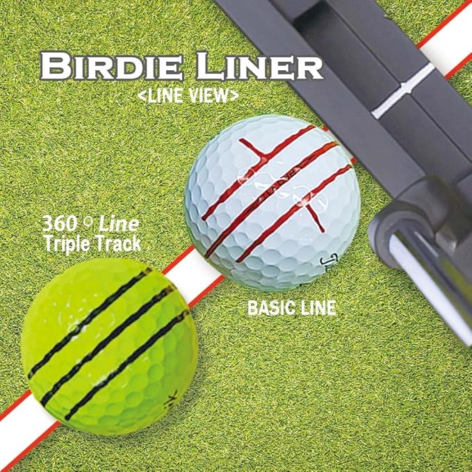 Budget-Friendly Natural Liner Golf Ball Marker - 360° Triple-Line Stencil with 3ea Marker Pens