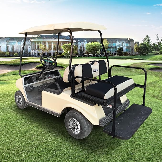 10L0L Golf Cart Front Rear Seat Cover Set for EZGO TXT RXV & Club Car DS 2000-up(Flat Backrest), Made w/ 3D Air Mesh Polyester Fabric Breathable Washable